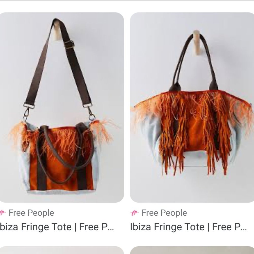 new FREE PEOPLE ibiza feather frringe tote stefano ghilardi - Picture 2 of 3
